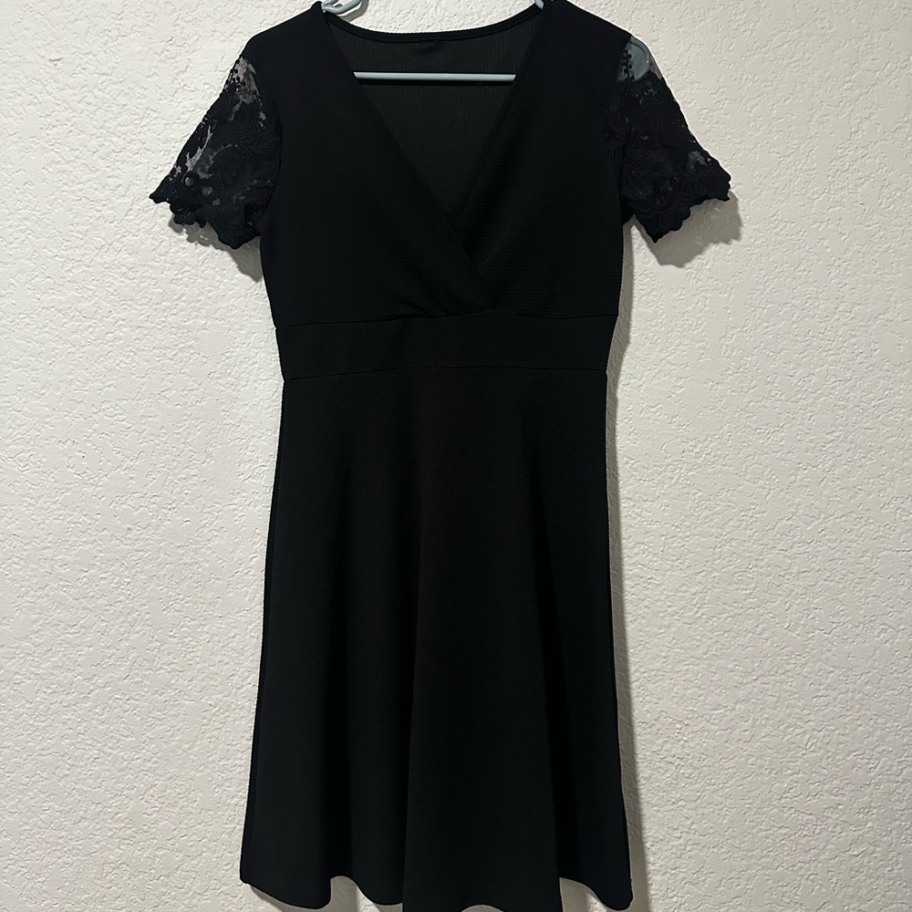 Black Lace Sleeve Dress